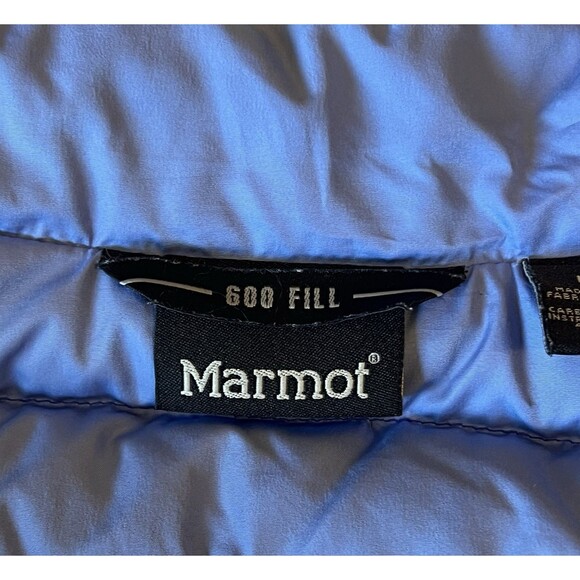 MARMOT Blue Quilted Lightweight Puffer Aruna Vest Duck Down 600 Fill Outdoors L - Picture 7 of 7